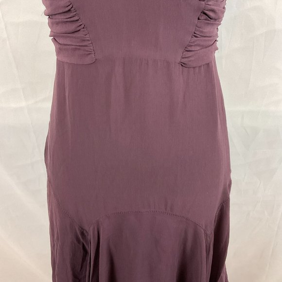 Ted Baker Dress 2 US 6 Dark Purple Sleeveless V-Neck Empire Tie Waist - Picture 4 of 12